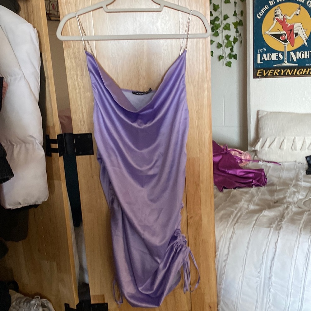 Boohoo lavender mini dress